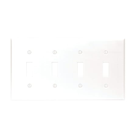 Leviton 4-Gang Plastic Toggle Switch Wall Plate, White 001-88012